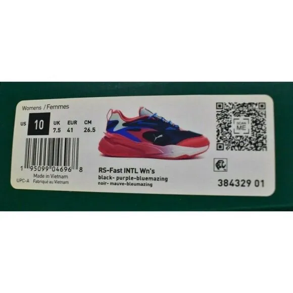 Puma RS Womens Size 10 Fast Surveillance Purple Black Sneaker Shoes 384329 01