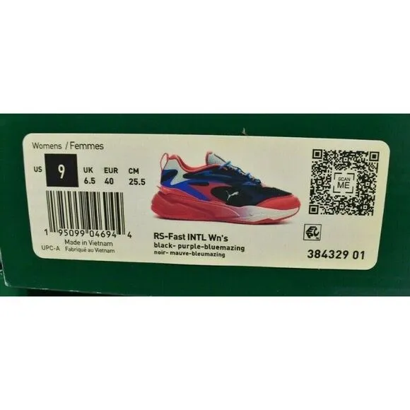 Puma RS Womens Size 9 Fast Surveillance Purple Black Shoes Sneakers 384329 01