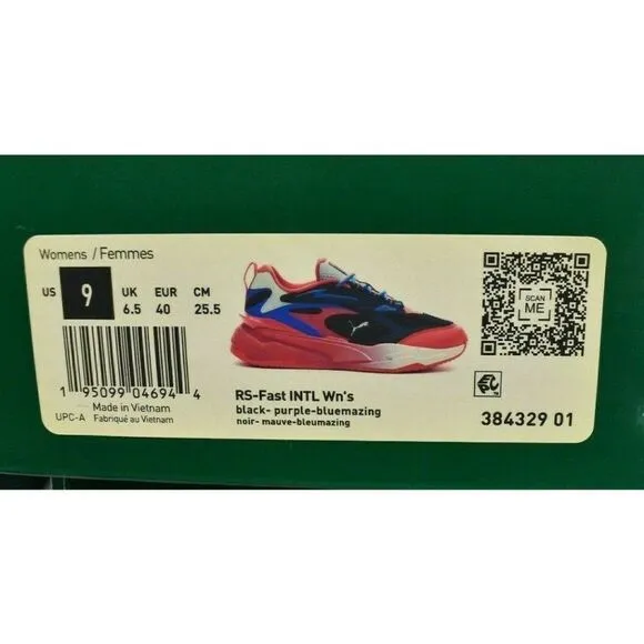 Puma RS Womens Size 9 Fast Surveillance Purple Black Sneakers Shoes 384329 01