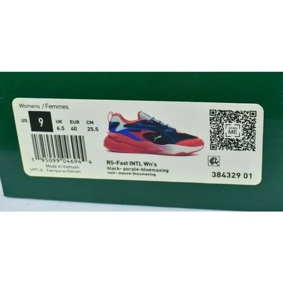 Puma RS Womens Size 9 Fast Surveillance Black Purple Shoes Sneakers 384329 01