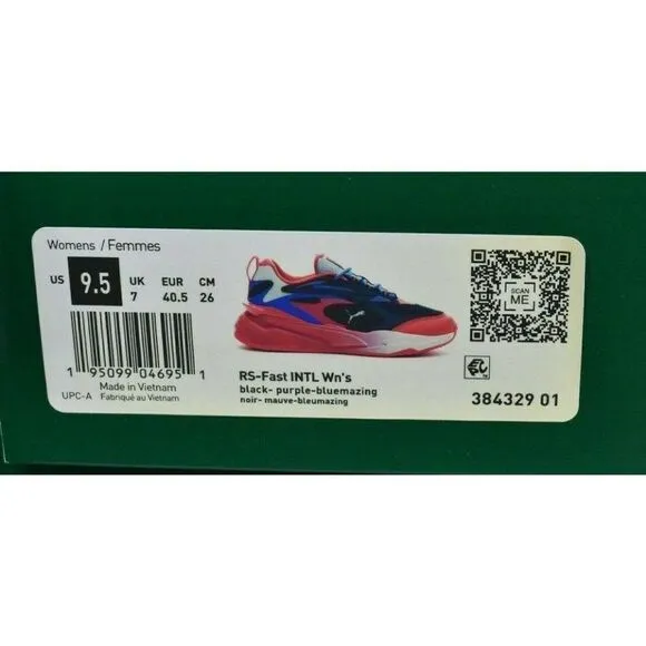 Puma RS Womens Size 9.5 Fast Surveillance Black Purple Shoes Sneakers 384329 01