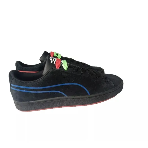 PUMA Suede Hypnotic Shoes Men's Size 7.5 Sneakers Black Lápis Blue Red