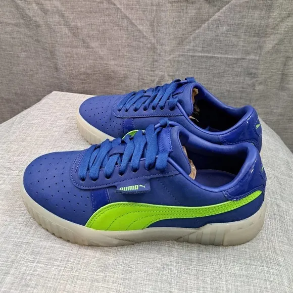Puma Womens Cali 90s Surf The Web 370249 01 Blue Casual Shoes Sneakers Size 8