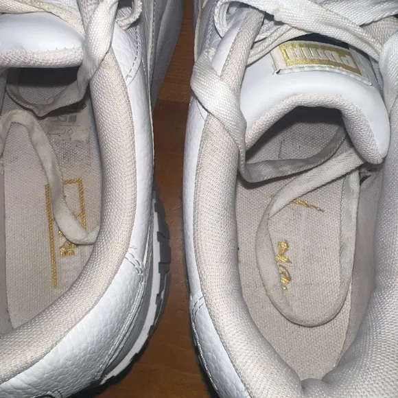 PUMA Womens Cali Wedge White Leather Sneakers Casual Shoes 7.5