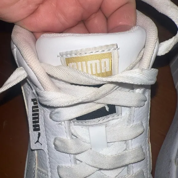 PUMA Womens Cali Wedge White Leather Sneakers Casual Shoes 7.5
