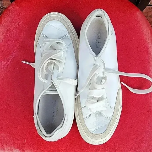 Rac&amp;bone women white leather tennis shoes Pre-owned