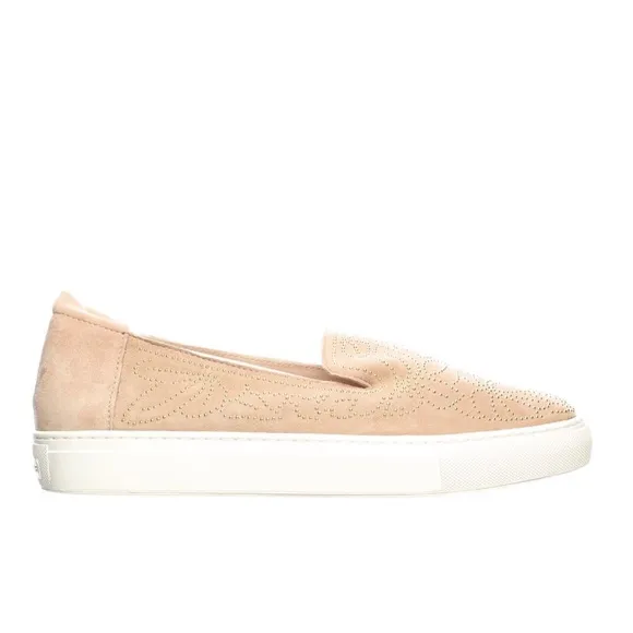 Rachel Zoe Burke Blush Suede Studded Slip-on Fashion Sneakers Leather Loafers