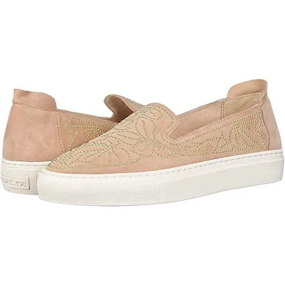 Rachel Zoe Burke Blush Suede Studded Slip-on Fashion Sneakers Leather Loafers
