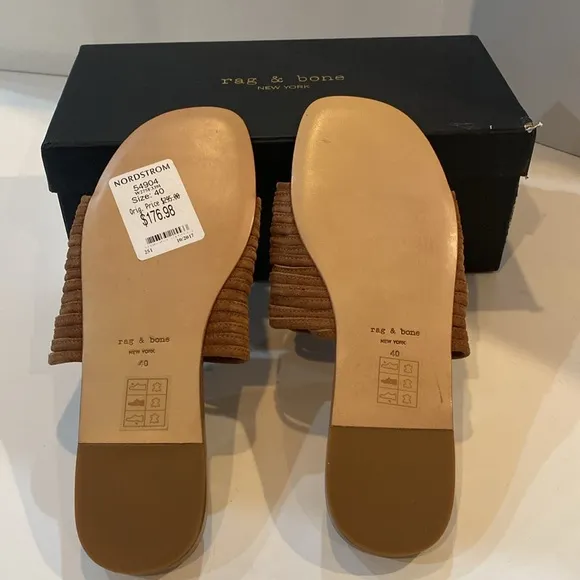 Rag &amp; bone Cameron Sandal Slide in Camel Suede size 10 US or 40 EU New In Box