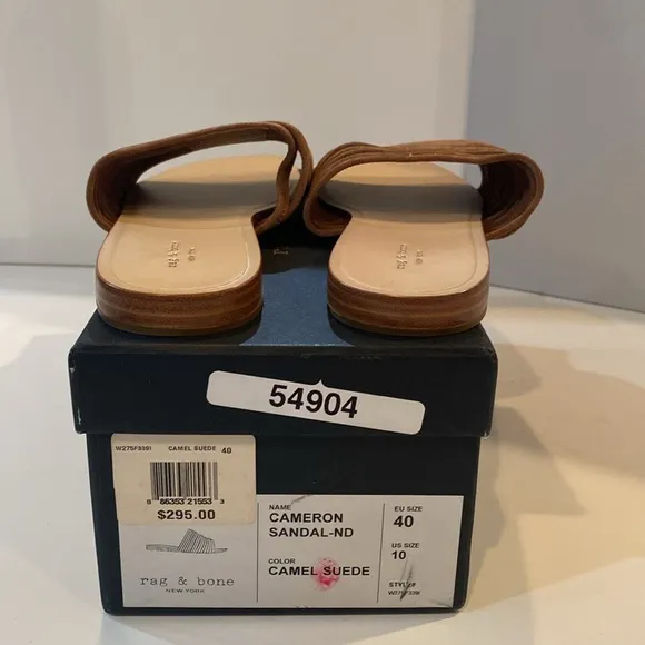 Rag &amp; bone Cameron Sandal Slide in Camel Suede size 10 US or 40 EU New In Box