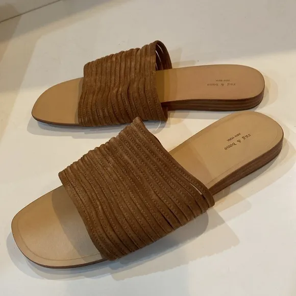 Rag &amp; bone Cameron Sandal Slide in Camel Suede size 10 US or 40 EU New In Box
