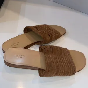 Rag &amp; bone Cameron Sandal Slide in Camel Suede size 10 US or 40 EU New In Box