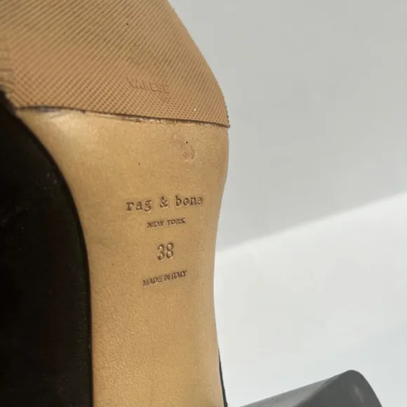Rag‎ &amp; Bone Dalia II Black Suede Ankle Boots Stud Tipped Wrap Around Strap Shoes