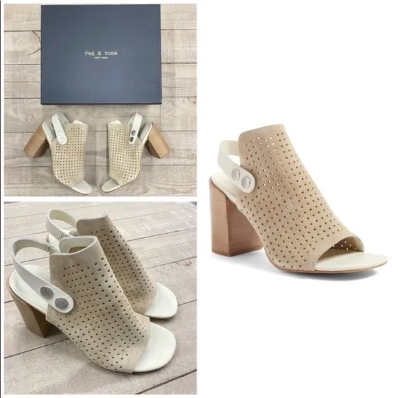 Rag &amp; Bone LEIGH Stacked Suede Sandal - Stucco - NIB - Size 9.5 - $495 MRSP