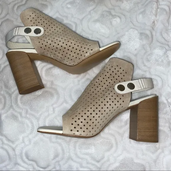 Rag &amp; Bone LEIGH Stacked Suede Sandal - Stucco - NIB - Size 9.5 - $495 MRSP
