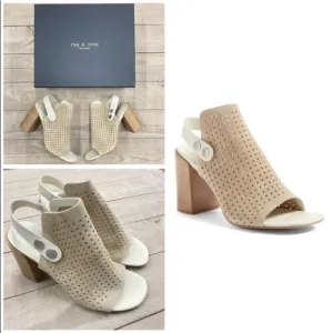 Rag &amp; Bone LEIGH Stacked Suede Sandal - Stucco - NIB - Size 9.5 - $495 MRSP