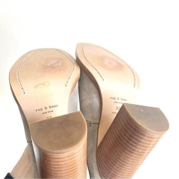 Rag &amp; Bone Myra Lofty Stacked Heels in Gray Suede EU Size 37