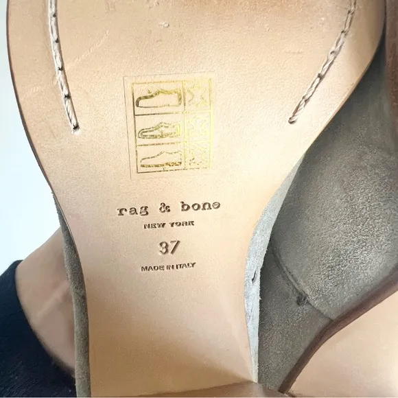 Rag &amp; Bone Myra Lofty Stacked Heels in Gray Suede EU Size 37
