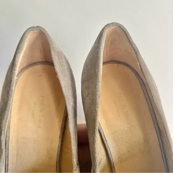 Rag &amp; Bone Myra Lofty Stacked Heels in Gray Suede EU Size 37