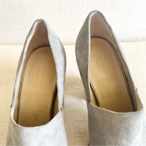 Rag &amp; Bone Myra Lofty Stacked Heels in Gray Suede EU Size 37