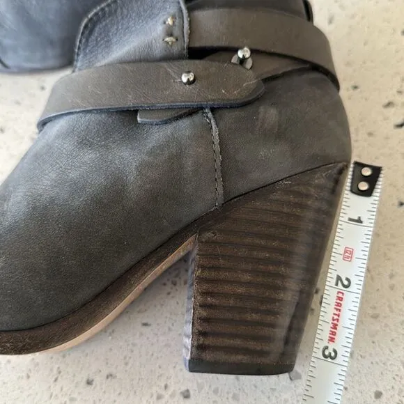 rag &amp; bone New York Hallow Gray Leather Heeled Ankle Boots Booties Shoes Size 35