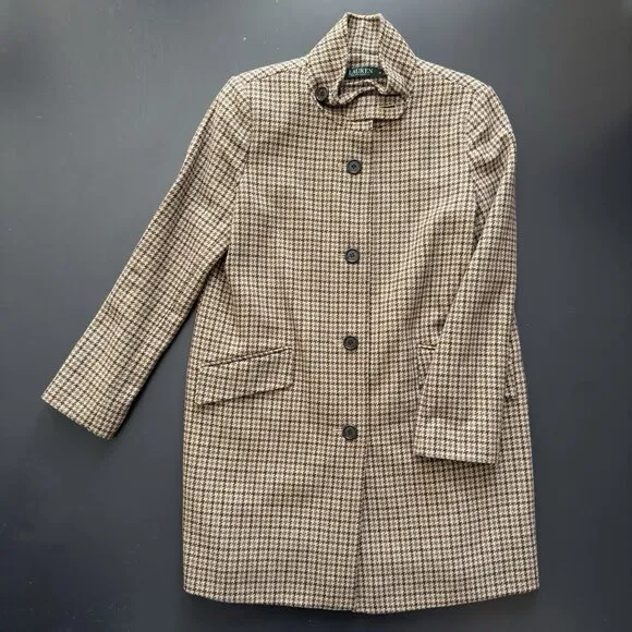 Ralph Lauren Equestrian Chore Jacket Reefer Blazer Houndstooth Academia Coatigan