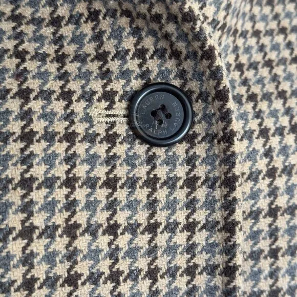 Ralph Lauren Equestrian Chore Jacket Reefer Blazer Houndstooth Academia Coatigan