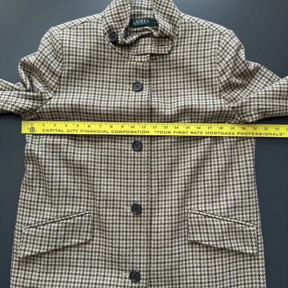 Ralph Lauren Equestrian Chore Jacket Reefer Blazer Houndstooth Academia Coatigan
