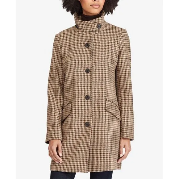 Ralph Lauren Equestrian Chore Jacket Reefer Blazer Houndstooth Academia Coatigan