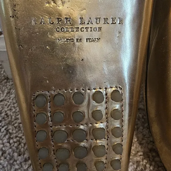 RALPH LAUREN Purple Label Made In Italy Gold Loafers Size 10B