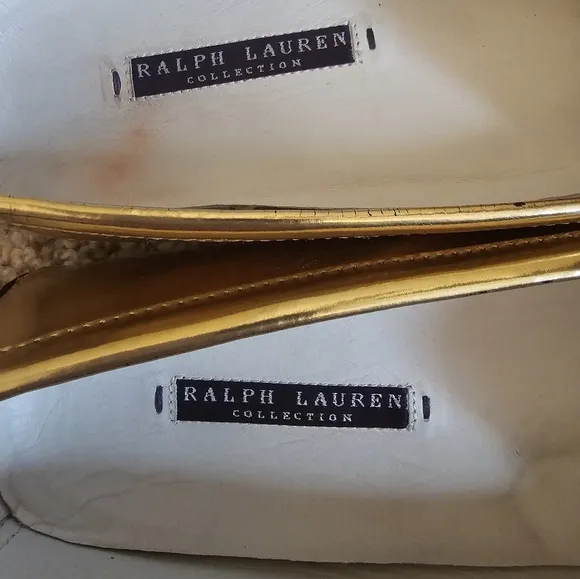 RALPH LAUREN Purple Label Made In Italy Gold Loafers Size 10B