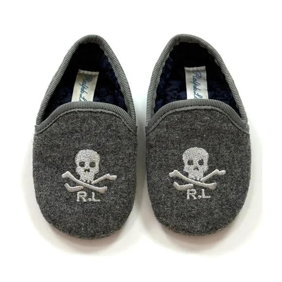 Ralph Lauren Skull &amp; Crossbones Smoking Slippers