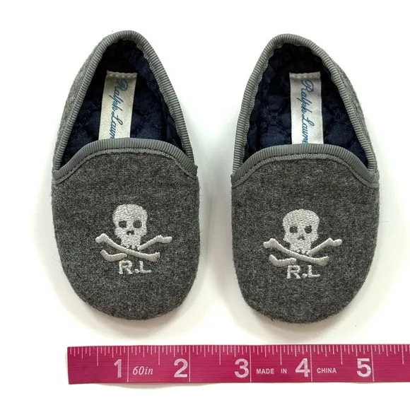 Ralph Lauren Skull &amp; Crossbones Smoking Slippers