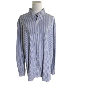 Ralph Lauren XXL Blue White Stripe Oxford Shirt Classic Fit Pony Logo
