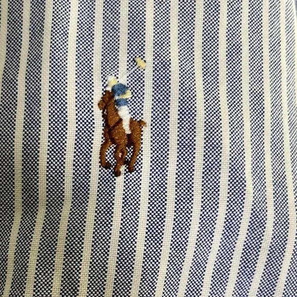 Ralph Lauren XXL Blue White Stripe Oxford Shirt Classic Fit Pony Logo