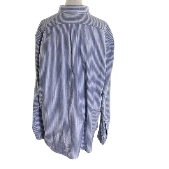 Ralph Lauren XXL Blue White Stripe Oxford Shirt Classic Fit Pony Logo