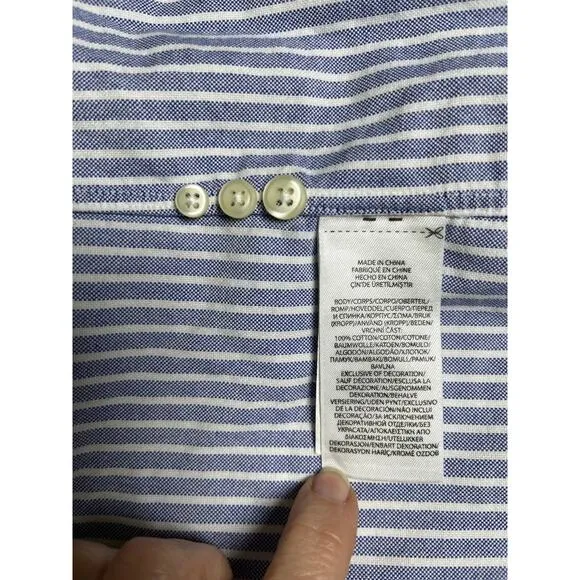 Ralph Lauren XXL Blue White Stripe Oxford Shirt Classic Fit Pony Logo