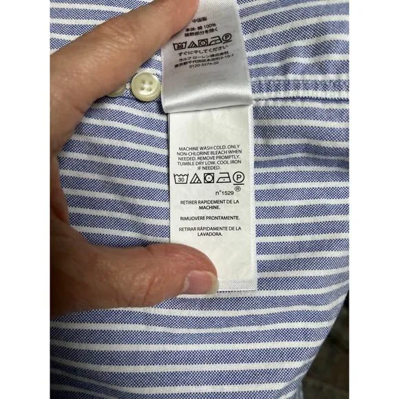 Ralph Lauren XXL Blue White Stripe Oxford Shirt Classic Fit Pony Logo