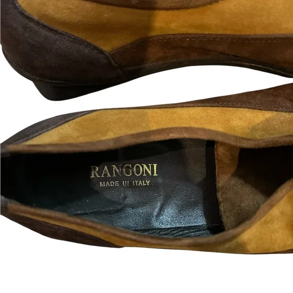 Rangoni Made in Italy designer suede color block women's shoes 8.5AA narrow GUC