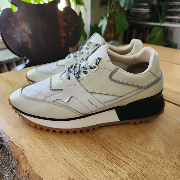 RARE Leizilei Calf Leather Sneakers Mens Size 12 White Platform Shoes Y2k