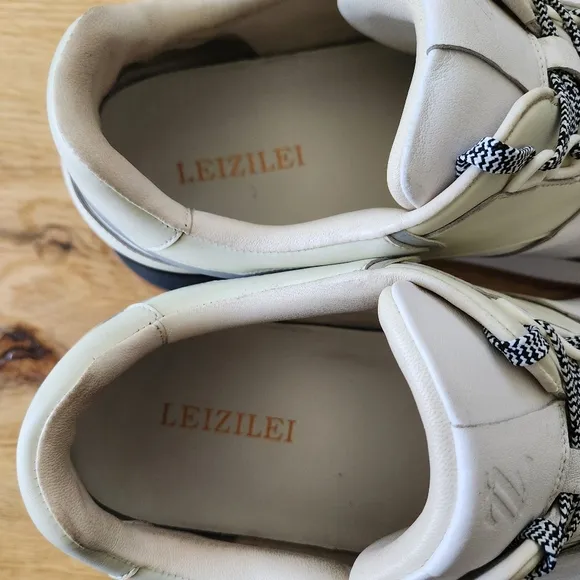 RARE Leizilei Calf Leather Sneakers Mens Size 12 White Platform Shoes Y2k