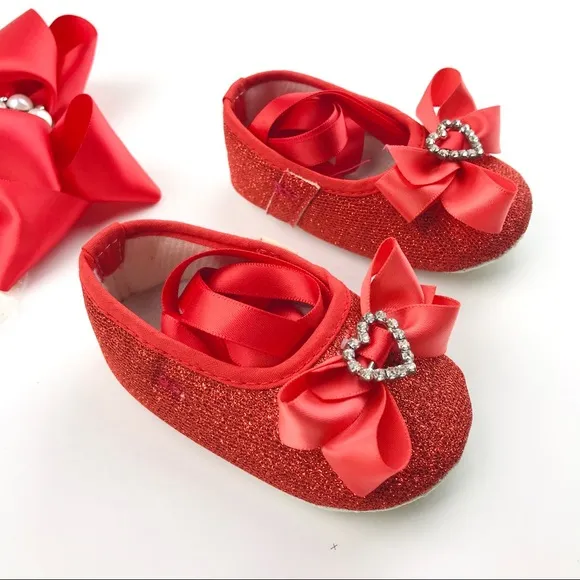 Red &amp; Silver Tutu w/matching Soft Shoes &amp; Bow