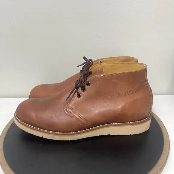 Red Wing Boots Men Size 12 E2 595 Tread Chukka Soft Toe Leather Tan Vibram