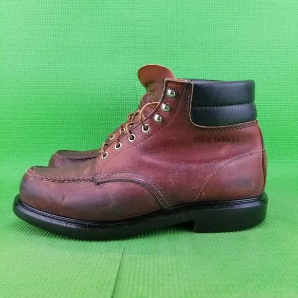 Red Wing Shoes 6&quot; Super Sole Boot Red Leather Soft Moc-Toe 16015 Men's 9EE USA