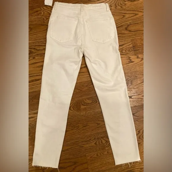 Re/Done Redone Original High Rise Ankle Crop Stretch White Jeans Size 26…