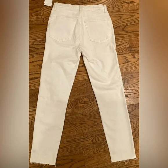 Re/Done Redone Original High Rise Ankle Crop Stretch White Jeans Size 26…