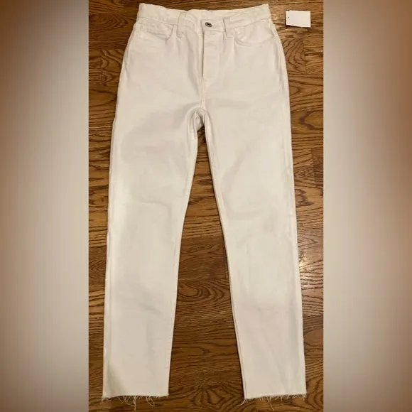 Re/Done Redone Original High Rise Ankle Crop Stretch White Jeans Size 26…
