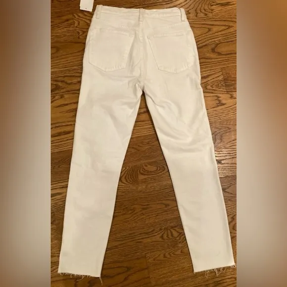 Re/Done Redone Original High Rise Ankle Crop Stretch White Jeans Size 26…