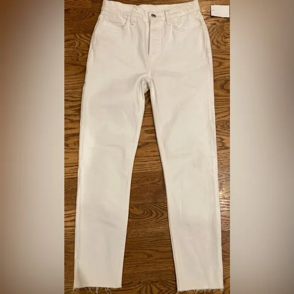Re/Done Redone Original High Rise Ankle Crop Stretch White Jeans Size 26…