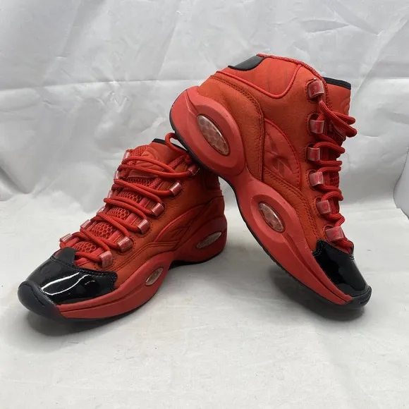 Reebok Question Mid Heart Over Hype Mens 5.5/WMNS 7 Red Black FX4015 BRED PATENT
